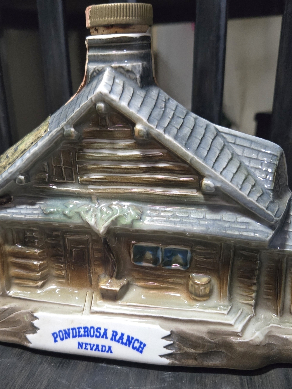 Ponderosa Ranch Nevada Ceramic Liquor Bottle - Vintage Cabin Décor